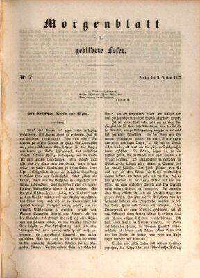 Morgenblatt für gebildete Leser (Morgenblatt für gebildete Stände) Freitag 8. Januar 1847