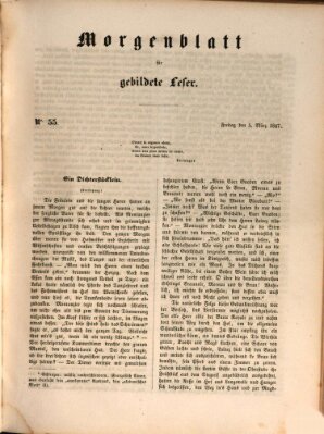 Morgenblatt für gebildete Leser (Morgenblatt für gebildete Stände) Freitag 5. März 1847