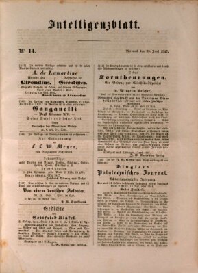 Morgenblatt für gebildete Leser (Morgenblatt für gebildete Stände) Mittwoch 30. Juni 1847