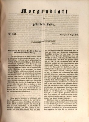 Morgenblatt für gebildete Leser (Morgenblatt für gebildete Stände) Montag 2. August 1847