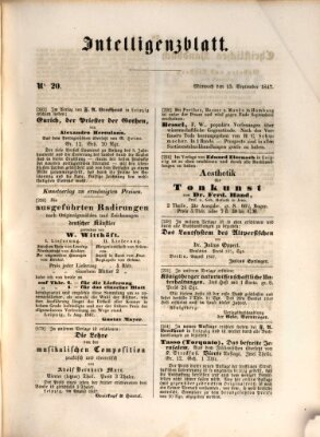 Morgenblatt für gebildete Leser (Morgenblatt für gebildete Stände) Mittwoch 15. September 1847
