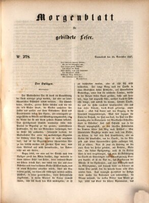 Morgenblatt für gebildete Leser (Morgenblatt für gebildete Stände) Samstag 20. November 1847
