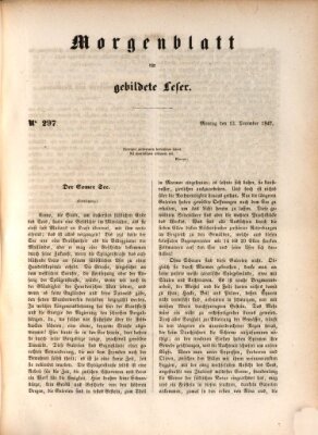 Morgenblatt für gebildete Leser (Morgenblatt für gebildete Stände) Montag 13. Dezember 1847