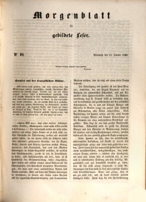 Morgenblatt für gebildete Leser (Morgenblatt für gebildete Stände) Mittwoch 12. Januar 1848