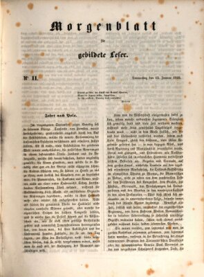Morgenblatt für gebildete Leser (Morgenblatt für gebildete Stände) Donnerstag 13. Januar 1848