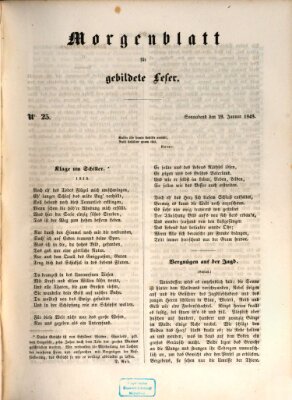 Morgenblatt für gebildete Leser (Morgenblatt für gebildete Stände) Samstag 29. Januar 1848