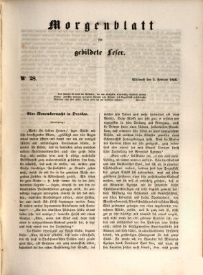 Morgenblatt für gebildete Leser (Morgenblatt für gebildete Stände) Mittwoch 2. Februar 1848