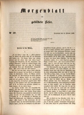 Morgenblatt für gebildete Leser (Morgenblatt für gebildete Stände) Samstag 12. Februar 1848