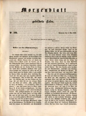 Morgenblatt für gebildete Leser (Morgenblatt für gebildete Stände) Mittwoch 3. Mai 1848