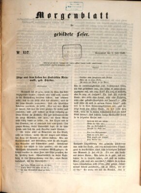 Morgenblatt für gebildete Leser (Morgenblatt für gebildete Stände) Samstag 1. Juli 1848
