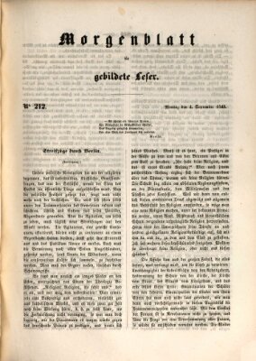 Morgenblatt für gebildete Leser (Morgenblatt für gebildete Stände) Montag 4. September 1848