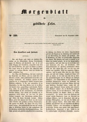 Morgenblatt für gebildete Leser (Morgenblatt für gebildete Stände) Samstag 23. September 1848