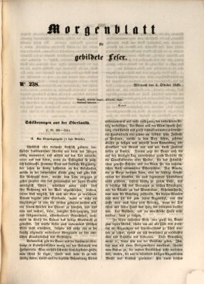 Morgenblatt für gebildete Leser (Morgenblatt für gebildete Stände) Mittwoch 4. Oktober 1848