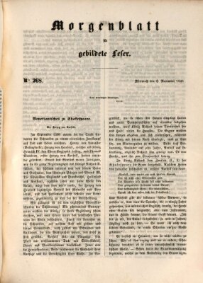 Morgenblatt für gebildete Leser (Morgenblatt für gebildete Stände) Mittwoch 8. November 1848