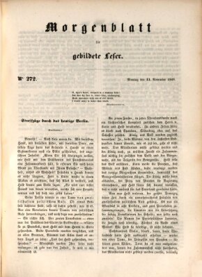 Morgenblatt für gebildete Leser (Morgenblatt für gebildete Stände) Montag 13. November 1848