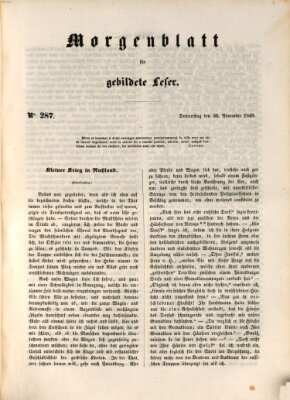 Morgenblatt für gebildete Leser (Morgenblatt für gebildete Stände) Donnerstag 30. November 1848