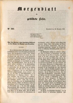 Morgenblatt für gebildete Leser (Morgenblatt für gebildete Stände) Samstag 30. Dezember 1848