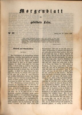 Morgenblatt für gebildete Leser (Morgenblatt für gebildete Stände) Freitag 19. Januar 1849