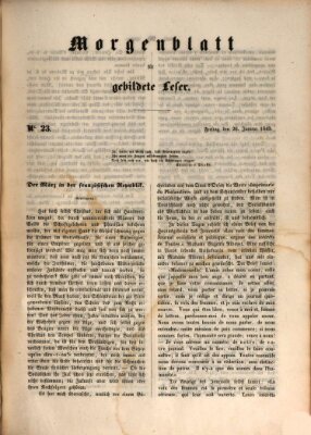 Morgenblatt für gebildete Leser (Morgenblatt für gebildete Stände) Freitag 26. Januar 1849