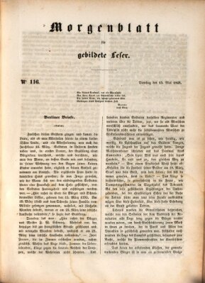 Morgenblatt für gebildete Leser (Morgenblatt für gebildete Stände) Dienstag 15. Mai 1849