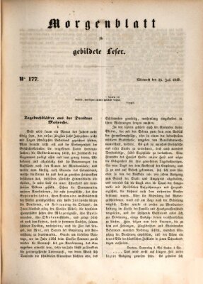 Morgenblatt für gebildete Leser (Morgenblatt für gebildete Stände) Mittwoch 25. Juli 1849