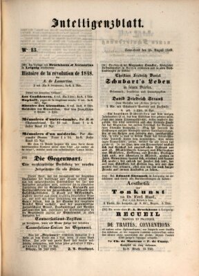 Morgenblatt für gebildete Leser (Morgenblatt für gebildete Stände) Samstag 25. August 1849