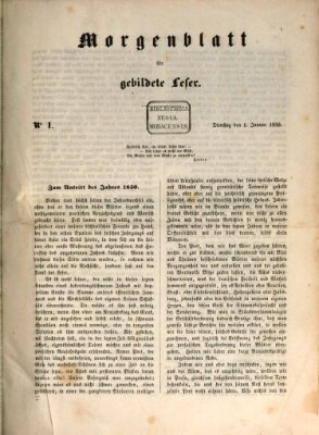 Morgenblatt für gebildete Leser (Morgenblatt für gebildete Stände) Dienstag 1. Januar 1850
