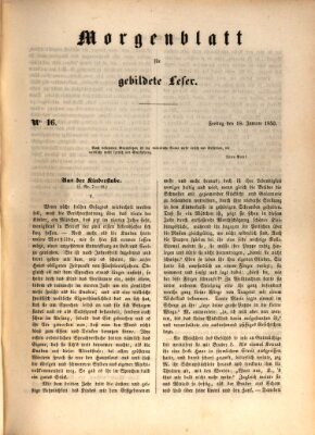 Morgenblatt für gebildete Leser (Morgenblatt für gebildete Stände) Freitag 18. Januar 1850