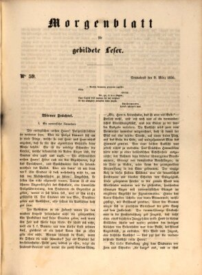 Morgenblatt für gebildete Leser (Morgenblatt für gebildete Stände) Samstag 9. März 1850