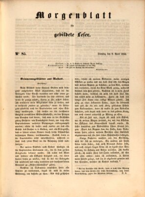 Morgenblatt für gebildete Leser (Morgenblatt für gebildete Stände) Dienstag 9. April 1850