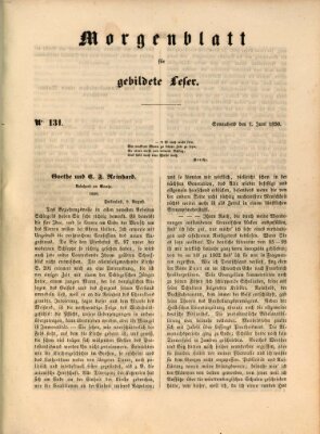 Morgenblatt für gebildete Leser (Morgenblatt für gebildete Stände) Samstag 1. Juni 1850
