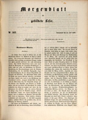 Morgenblatt für gebildete Leser (Morgenblatt für gebildete Stände) Samstag 13. Juli 1850