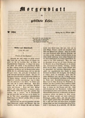 Morgenblatt für gebildete Leser (Morgenblatt für gebildete Stände) Freitag 11. Oktober 1850
