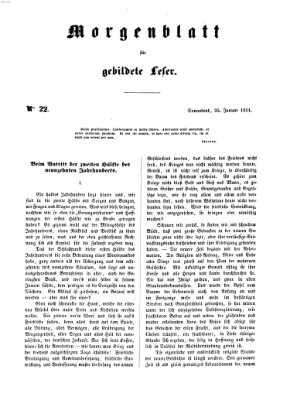 Morgenblatt für gebildete Leser (Morgenblatt für gebildete Stände) Samstag 25. Januar 1851