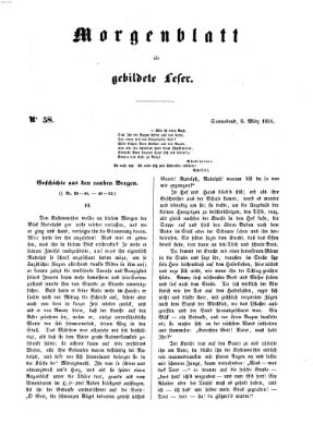 Morgenblatt für gebildete Leser (Morgenblatt für gebildete Stände) Samstag 8. März 1851