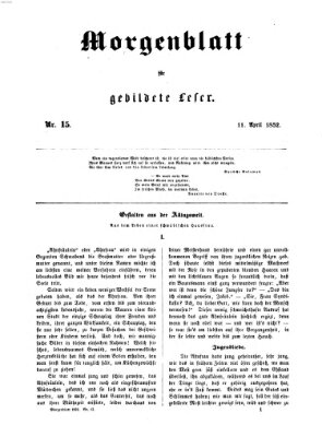 Morgenblatt für gebildete Leser (Morgenblatt für gebildete Stände) Sonntag 11. April 1852