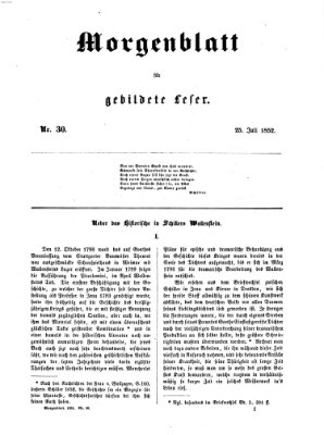 Morgenblatt für gebildete Leser (Morgenblatt für gebildete Stände) Sonntag 25. Juli 1852