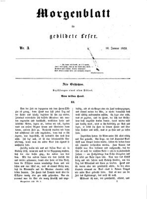 Morgenblatt für gebildete Leser (Morgenblatt für gebildete Stände) Sonntag 16. Januar 1853