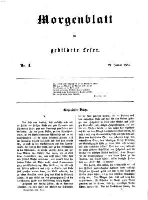 Morgenblatt für gebildete Leser (Morgenblatt für gebildete Stände) Sonntag 22. Januar 1854