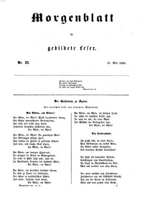 Morgenblatt für gebildete Leser (Morgenblatt für gebildete Stände) Sonntag 21. Mai 1854