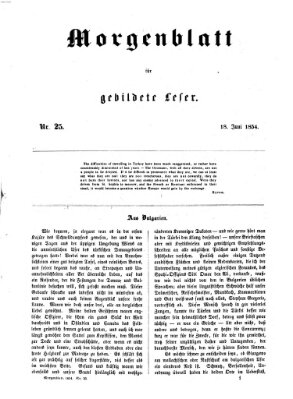 Morgenblatt für gebildete Leser (Morgenblatt für gebildete Stände) Sonntag 18. Juni 1854