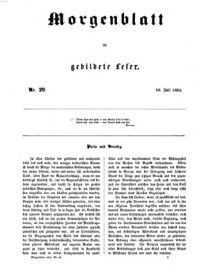 Morgenblatt für gebildete Leser (Morgenblatt für gebildete Stände) Sonntag 16. Juli 1854