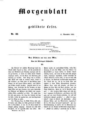 Morgenblatt für gebildete Leser (Morgenblatt für gebildete Stände) Sonntag 11. November 1855