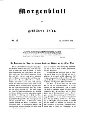 Morgenblatt für gebildete Leser (Morgenblatt für gebildete Stände) Sonntag 23. Dezember 1855