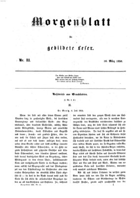 Morgenblatt für gebildete Leser (Morgenblatt für gebildete Stände) Sonntag 16. März 1856
