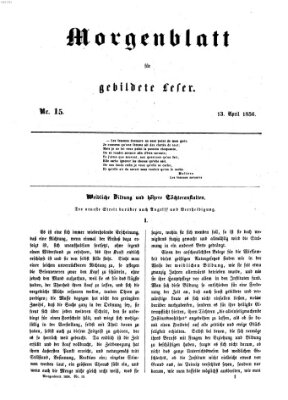 Morgenblatt für gebildete Leser (Morgenblatt für gebildete Stände) Sonntag 13. April 1856