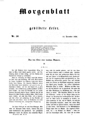 Morgenblatt für gebildete Leser (Morgenblatt für gebildete Stände) Sonntag 14. Dezember 1856