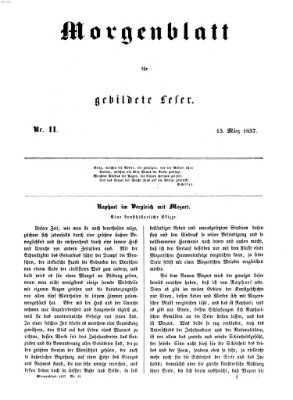 Morgenblatt für gebildete Leser (Morgenblatt für gebildete Stände) Sonntag 15. März 1857