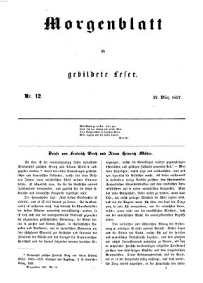 Morgenblatt für gebildete Leser (Morgenblatt für gebildete Stände) Sonntag 22. März 1857