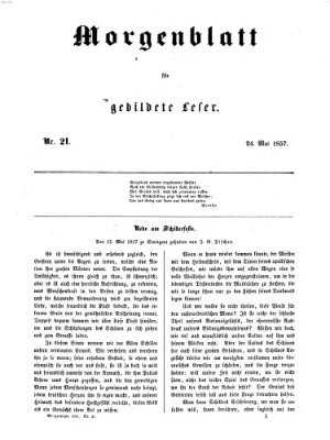 Morgenblatt für gebildete Leser (Morgenblatt für gebildete Stände) Sonntag 24. Mai 1857